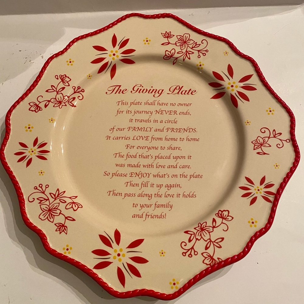 Temptations The Giving Plate Platter Red Holiday Old World Limited Edition 11.5”